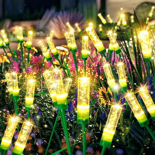 Warm Light Solar Garden Lights Energy Saving Auto-On System Solar Reed Lights Intelligent Control Waterproof Design