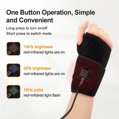 Red Light Therapy Sports Wrist Wraps 660nm 850nm 48 lamp Infrared Belt Support Brace Wrist Protector Promote Blood Circulation