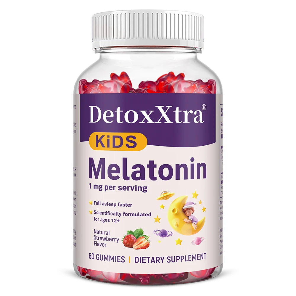 Melatonin Gummies,Natural Sleep Aid Supplement for ages 4+,Fall Asleep Faster,Scientifically formulated,Strawberry Flavor,Vegan