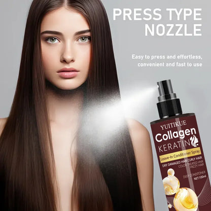 Collagen and Keratin Hair Spray  Nourishes Hair Roots, Scalp Massage, Repairs Hair, Oil-Control Hair Care Solution