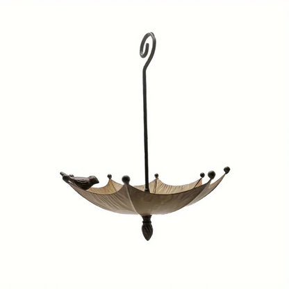1pc Outdoor Hanging Bird Feeder Tray Umbrella-shaped Iron Feeder & Water Bowl for Garden Courtyard Backyard Hummingbird Feeder