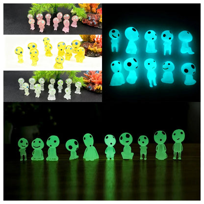 10pcs Luminous Tree Spirits Micro Landscape Outdoor Glowing Miniature Statue,Potted  Accessories,Yard Decoration,Yard Supplies