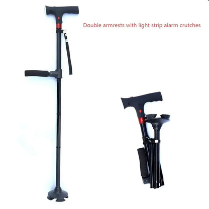 Collapsible Telescopic Folding Cane Elder Cane LED Walking Trusty Sticks Elder Crutches For Mothers The Elder Fathers With Alarm