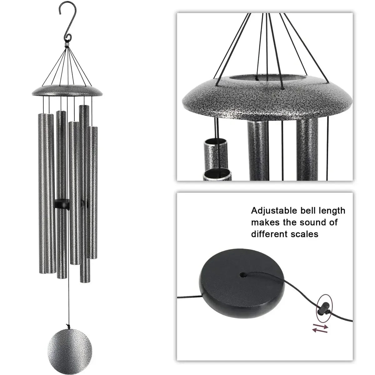 45 Inch Deep Tone Windchime Adjustable Tone Wind Chime Pendant Wind Chimes Bells Balcony Hanging Ornament Garden Home Decorative