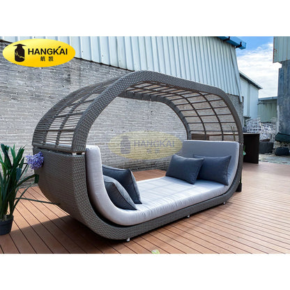 Poolside Patio All Weather Lounger PE Rattan Square Outdoor Day Bed