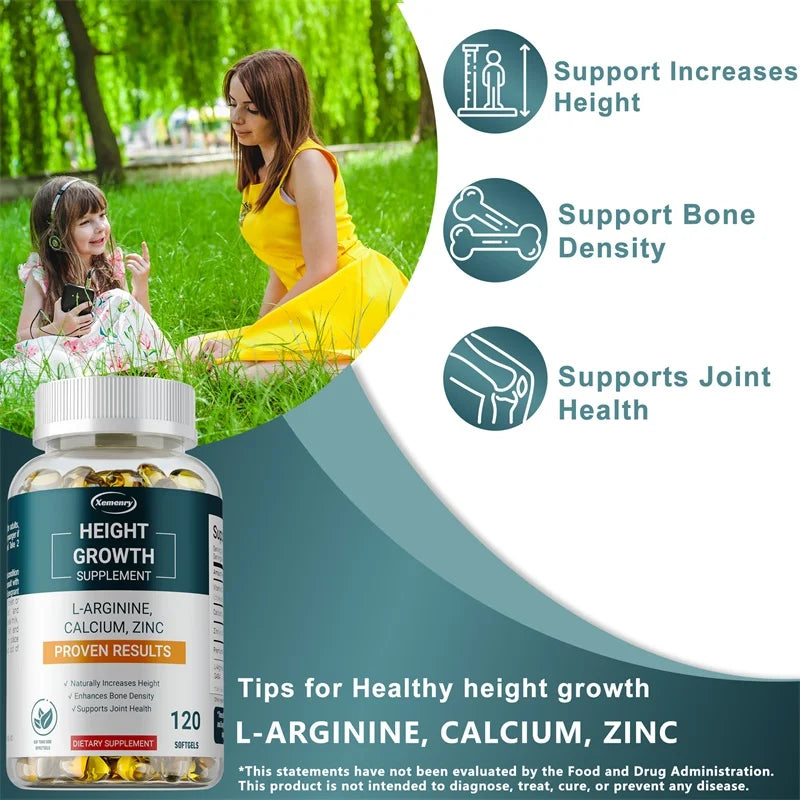 Height Growth Supplements - Strengthens Bones, Promotes Height Growth in Adults and Children, and Enhances Immunity
