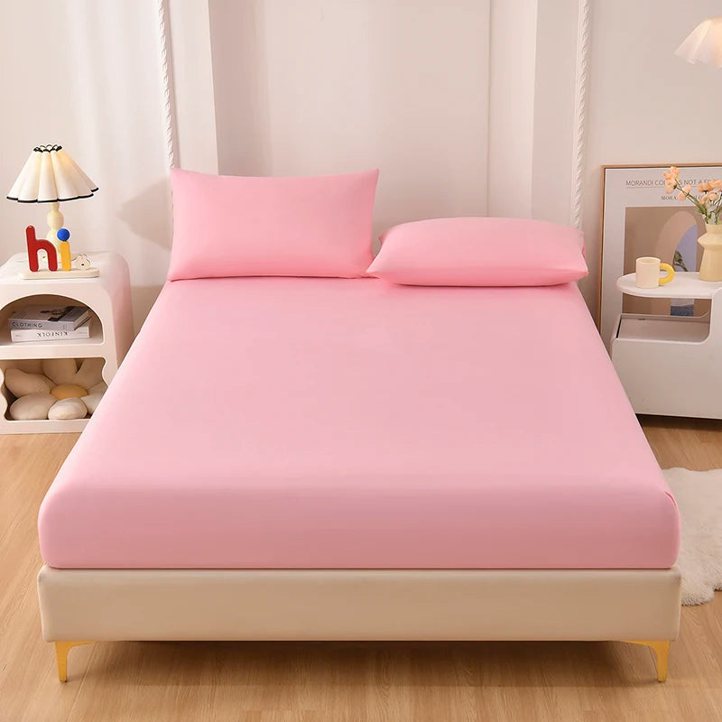 Solid Fitted Sheet 100% Polyester Soft Comfortable Breathble Bedding Set  for Home Bed Mattress (No Pillowcase）