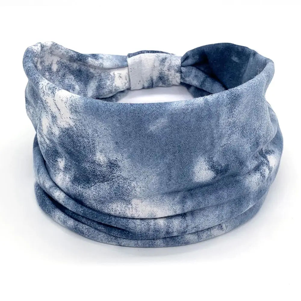 Hair Scarfs Boho for Women Girls Criss Cross Yoga Twist Headbands Sport Head Wraps Tie Dye Turban Wide Knotted Headbands