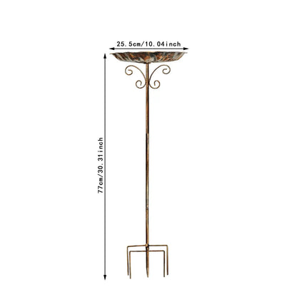 Bird Bath Bowl Garden Birdfeeder Heavy Duty Metal Easy Assembly Decorative