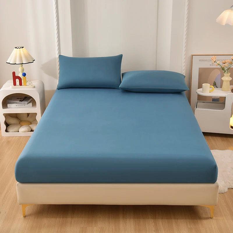 Solid Fitted Sheet 100% Polyester Soft Comfortable Breathble Bedding Set  for Home Bed Mattress (No Pillowcase）