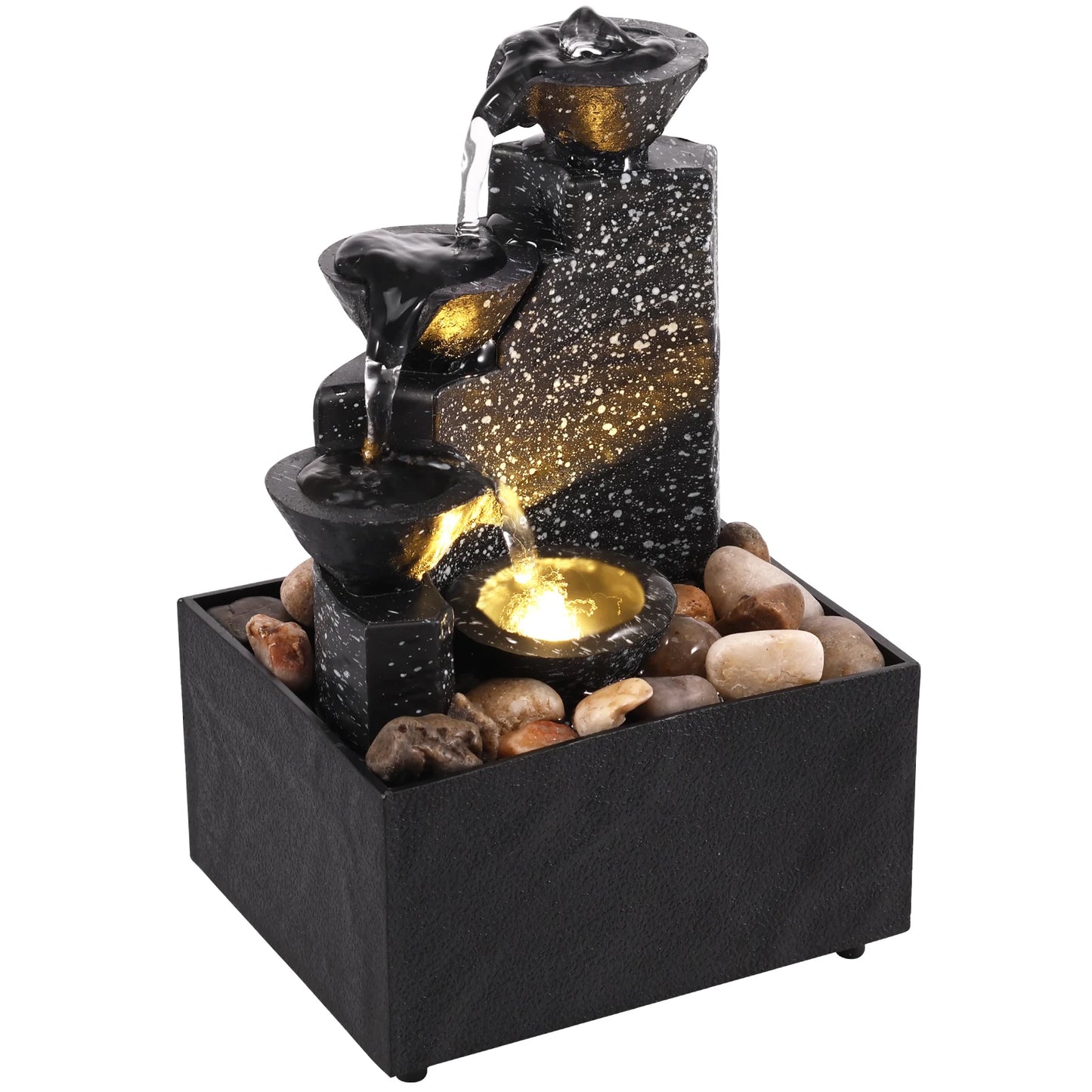Tabletop Waterfall Decor Relaxation Meditation Desktop Fountain with Soft Lights Reusable Tabletop Fountain Landscape Decoration