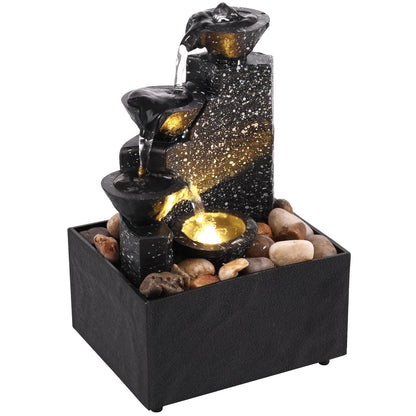 Tabletop Waterfall Decor Relaxation Meditation Desktop Fountain with Soft Lights Reusable Tabletop Fountain Landscape Decoration