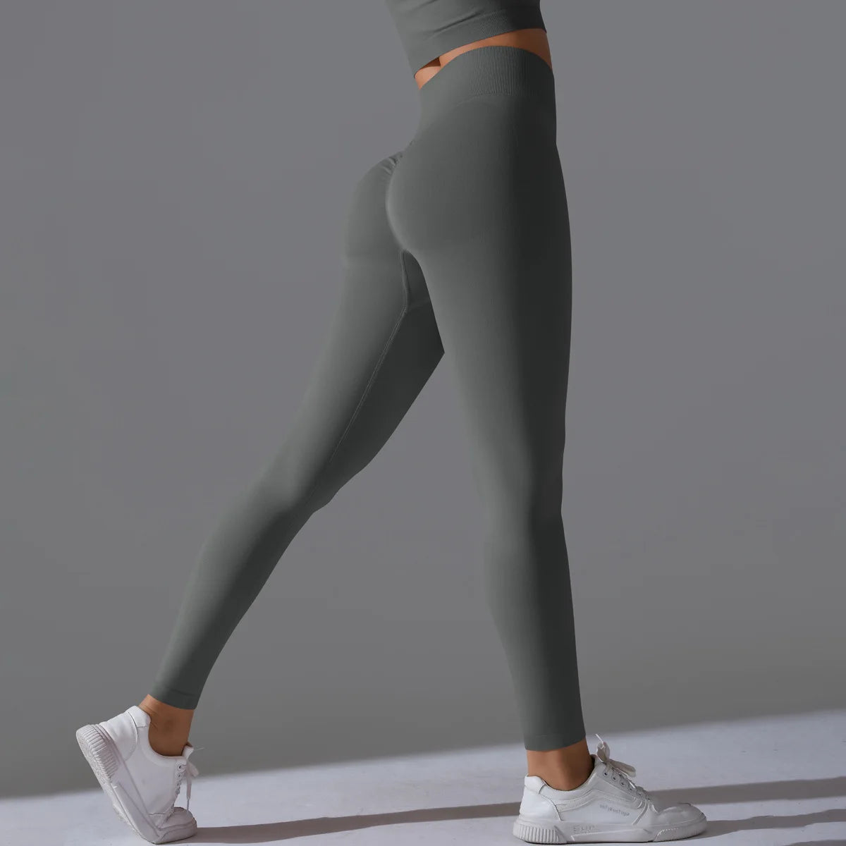 Women Solid Color Gym Leggings High Waist Scrunch Sports Fitness Leggins Outdoor Yoga Tights Butt Lifting Nylon Workout Pants