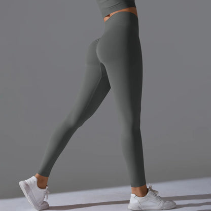 Women Solid Color Gym Leggings High Waist Scrunch Sports Fitness Leggins Outdoor Yoga Tights Butt Lifting Nylon Workout Pants