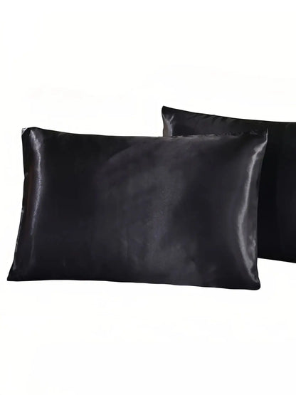 2-piece satin silk pillowcases — decorative pillow covers, bedding accessories; size: 48 × 74 cm; also suitable for car headrest