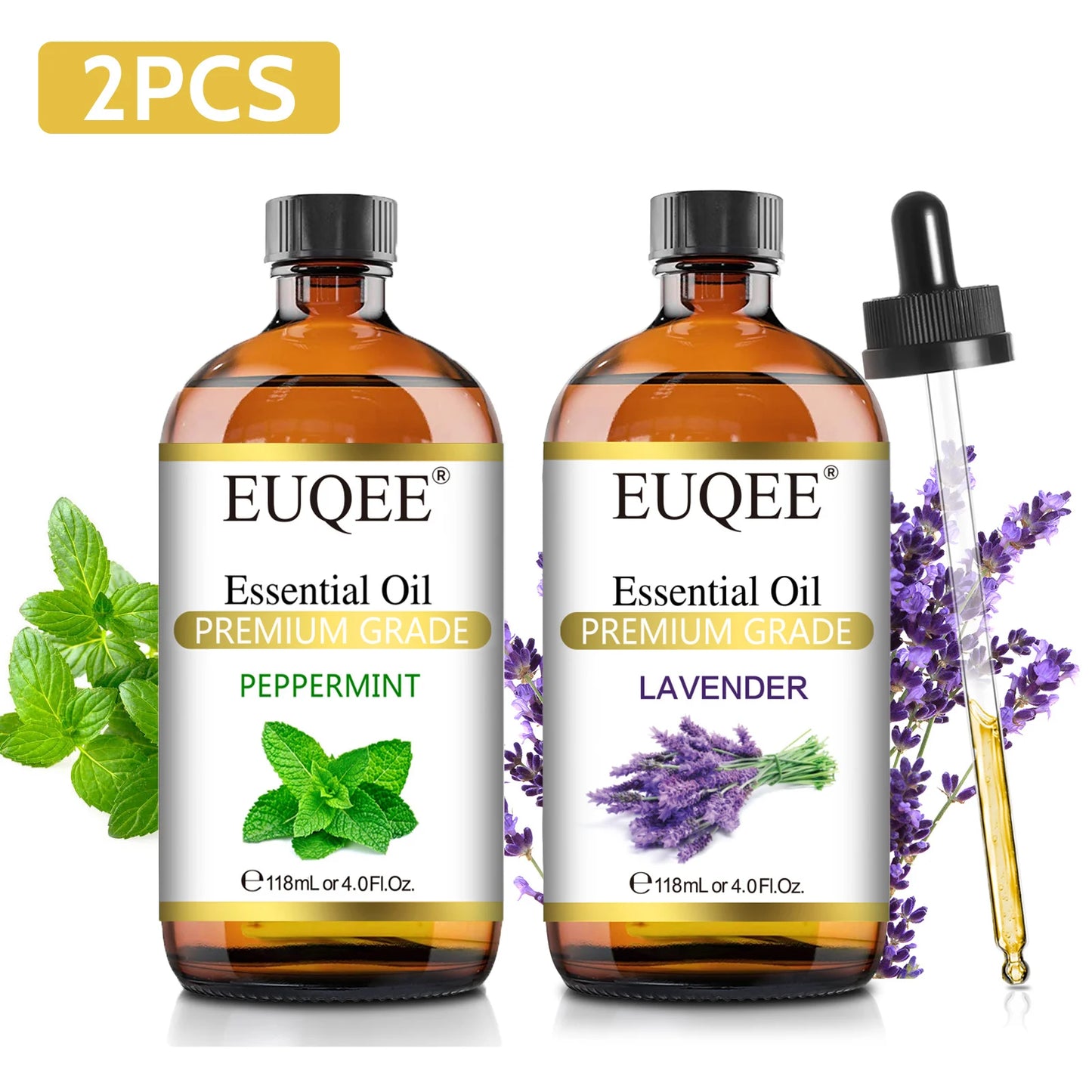 EUQEE 118ml (4 fl. oz) Pure Essential Oil-Sweet Orange Bergamot Cinnamon Lavender Tea tree Premium Aromatherapy Oil for Diffuser