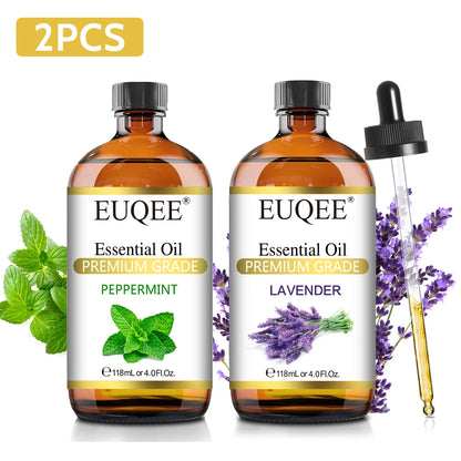 EUQEE 118ml (4 fl. oz) Pure Essential Oil-Sweet Orange Bergamot Cinnamon Lavender Tea tree Premium Aromatherapy Oil for Diffuser