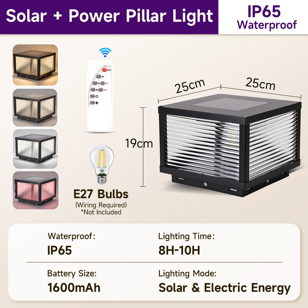 Outdoor solar lights Solar Post Light Waterproof LED Pillar Lamps Yard Decorative Lighting Column Automatic Weatherproof Design