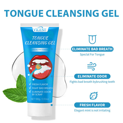 100g Tongue Cleaning Gel with Brush Oral Care Removal Odor Health Fresh Breath Care Dental Hygiene Tools Coating Cleaning Kit