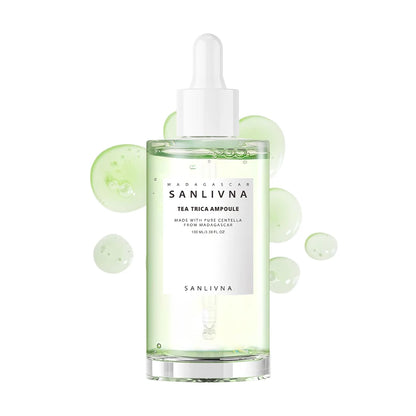 Brighten skin tand revitalizing serum capsules, tea tree facial serum, and moisturizing skincare products improve skin problems.