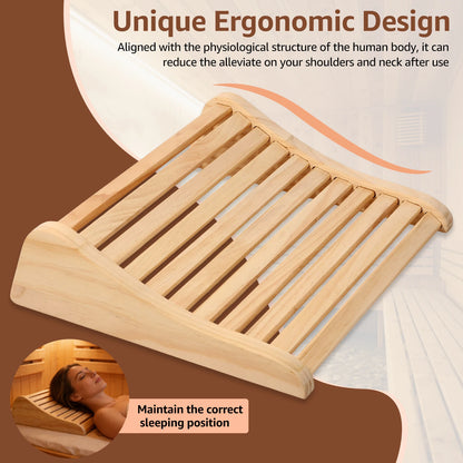 2Pcs Sauna Headrest Wood Neck Pillow Ergonomic Design Infrared Sauna Headrest Comfortable Headrest Support Sauna Accessories