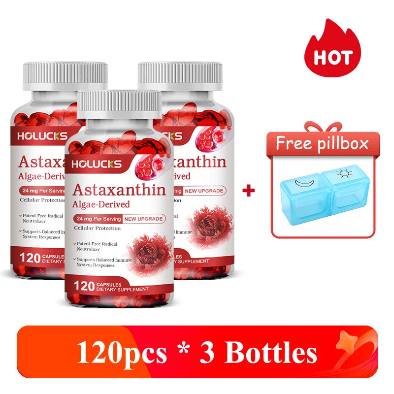 Premium Natural Astaxanthin Supplement, Support Blood Flow, Reduces Oxidative Stress & Healthy Cholesterol, Overall Vitality