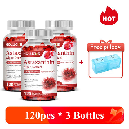 Premium Natural Astaxanthin Supplement, Support Blood Flow, Reduces Oxidative Stress & Healthy Cholesterol, Overall Vitality