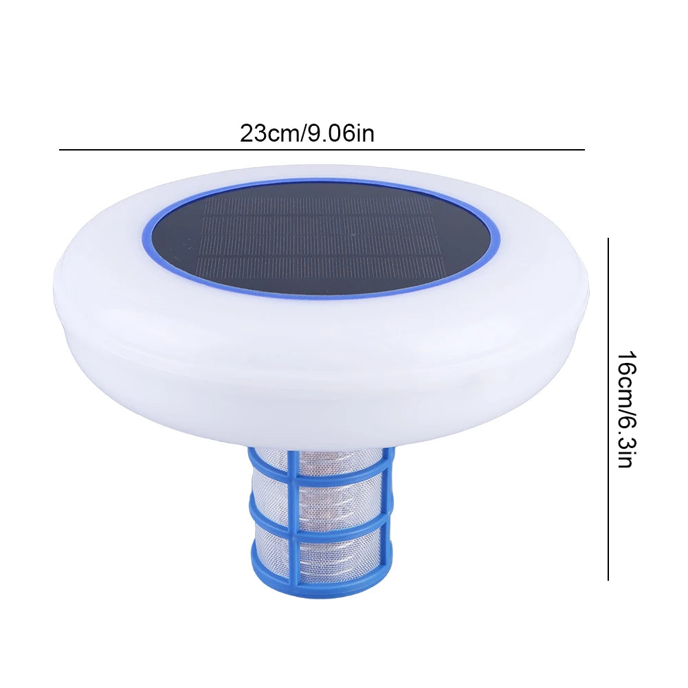 Solar Powered Pool Ionizer 7-Colored LED Night Light Copper Pool Ionizer Copper Pool Cleaner for Fresh & Salt Water Pools & Spas