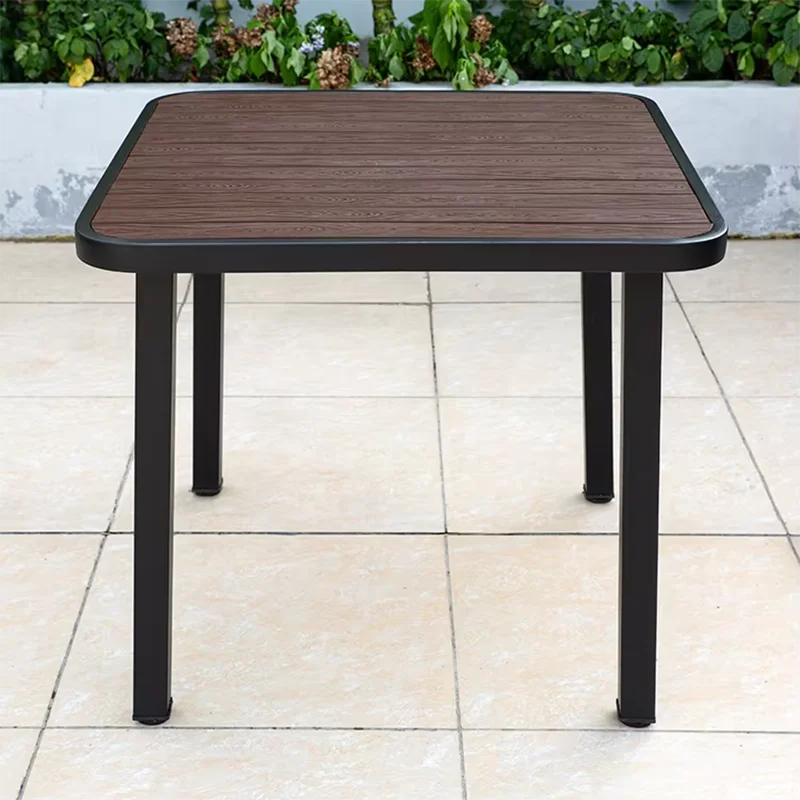 120cm Patio Dining Table Large Rectangular Outdoor Table Waterproof Wood-plastic Outdoor Furniture Garden Dinner Table