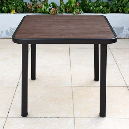 120cm Patio Dining Table Large Rectangular Outdoor Table Waterproof Wood-plastic Outdoor Furniture Garden Dinner Table