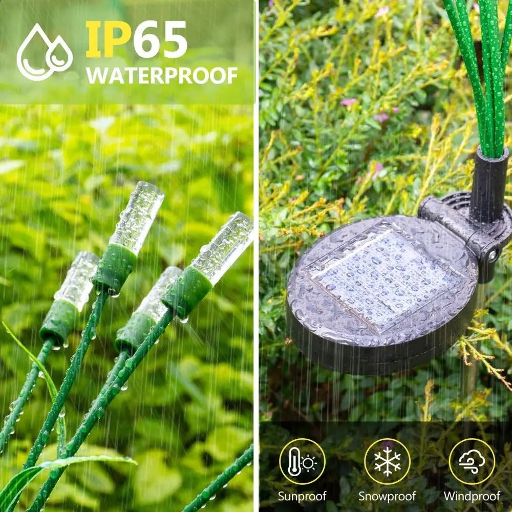 Warm Light Solar Garden Lights Energy Saving Auto-On System Solar Reed Lights Intelligent Control Waterproof Design