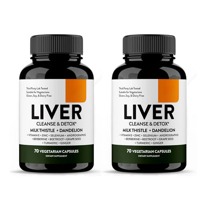Liver Cleanse Detox & Repair Support 70 Veg Capsules Supplement for Liver Digestive Health and Renew, for Men & Women Smoker