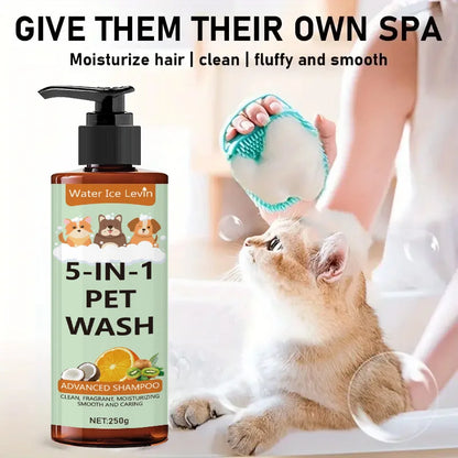 5-in-1 Natural Coconut Pet 3-in-1 Shampoo and Conditioner and Shower Gel, Gentle Cleansing, Soothing Skin, Creating Hair Gloss, Safe and Healthy, Suitable for Cats and Dogs