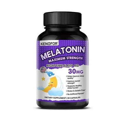 Melatonin Capsules 30mg - Promote Falling Asleep Quickly, Calm The Mind, Natural Sleep Aid Supplement