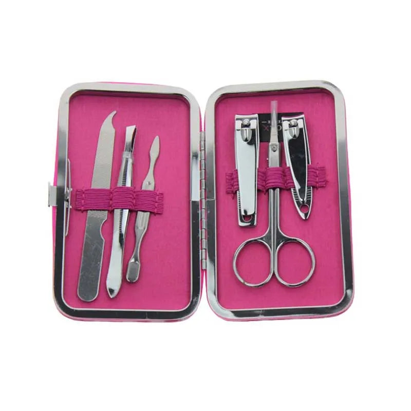 6 in 1 Professional Luxury French Women Girl Travel Nail Care Manicure Pedicure Nail Clipper Gift Set Kit Tool Product