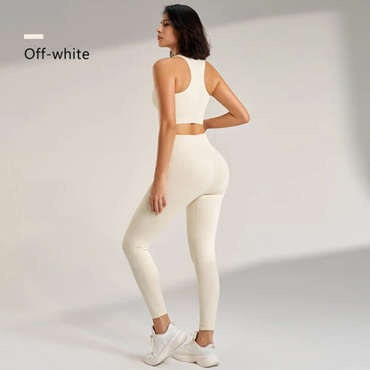 Women's Fitness High Waisted Skinny Sportswear Fitness Pants Bra Tops High Waisted Leggings Athletic Suit 2 Piece Yoga Wear