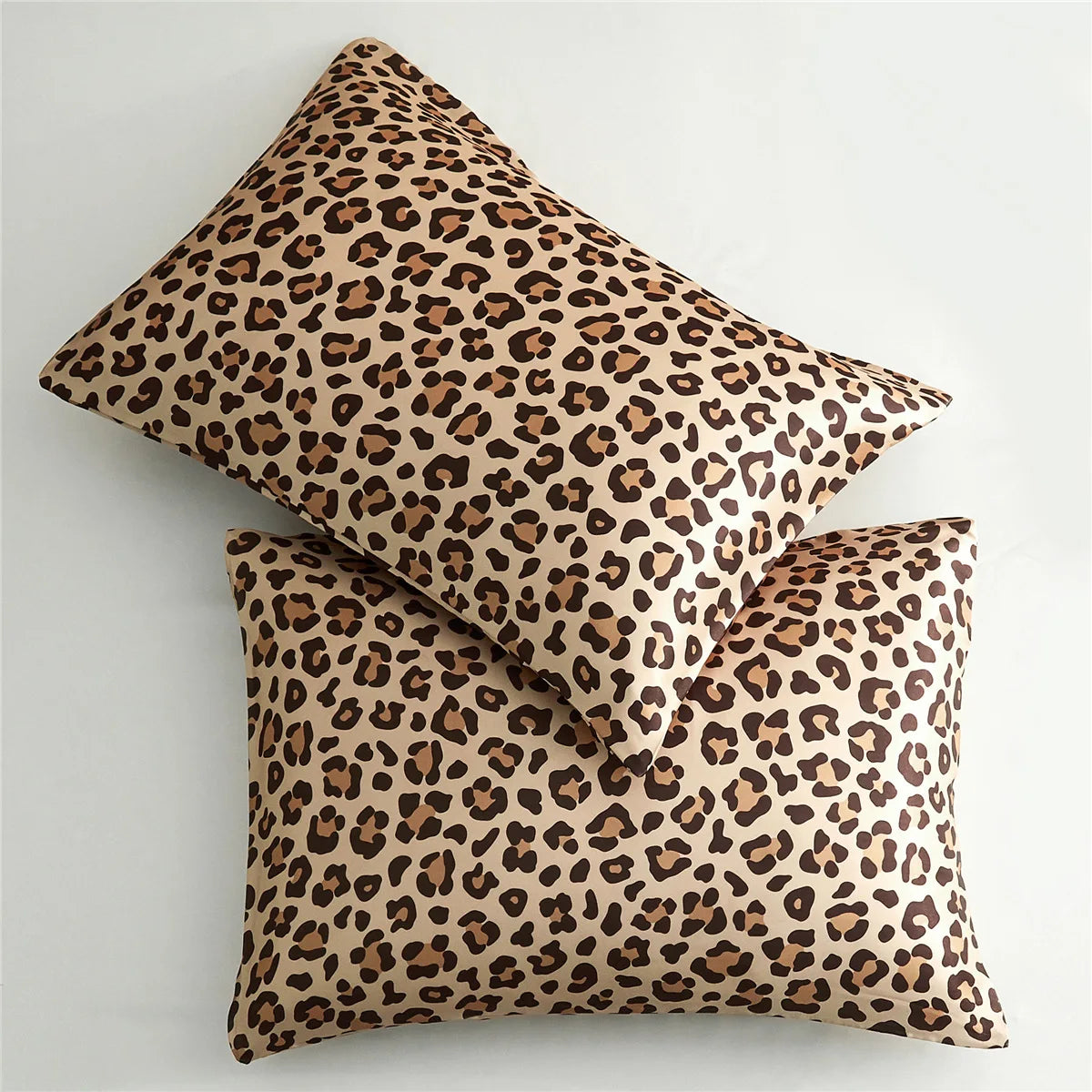 Satin Pillowcase for Hair & Skin, Grey Leopard Printed Pillow Cases Set of 2, Silk Satin Pillow Covers with Envelope Closure