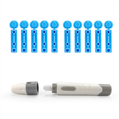 Lancet Pen Adjustable Depth Blood Sampling Glucose Test Pen for Diabetics Blood Collect 50pcs Lancing Device