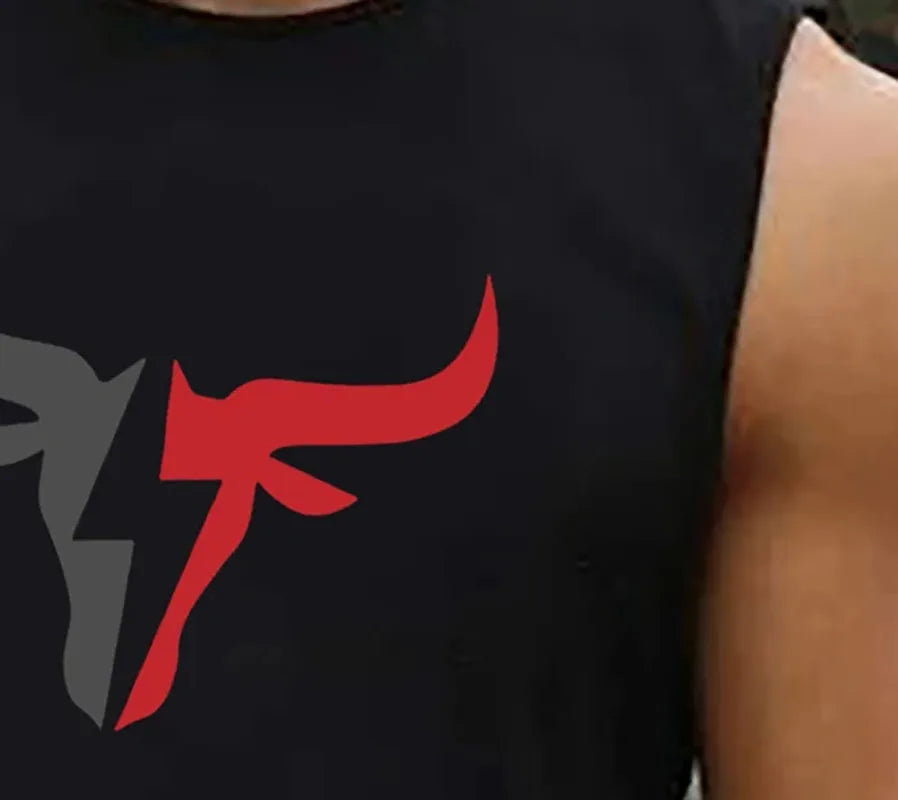 Men's Fitness Sleeveless Vest Shirt Bull Vest Everything Simple Fitness Training Running Round Hem Sleeveless Round Neck Vest