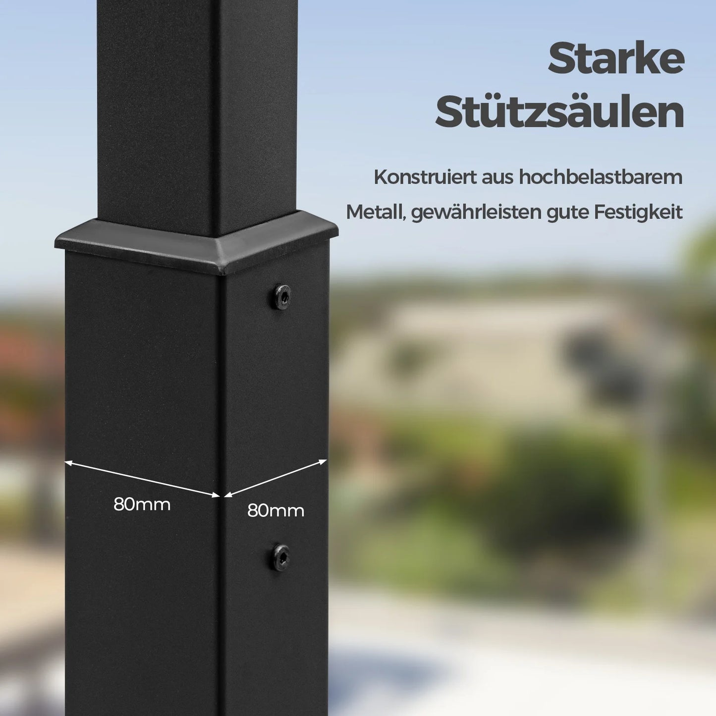 Pergola with sliding roof, 3.1x3.1 m pavilion waterproof stable winter resistant, garden pavilion with sturdy metal pillars for terrace