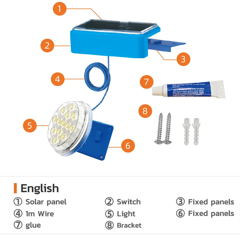 Solar pool light IP67 waterproof pool light 16 color underwater pool light, suitable for ground swimming pools and ponds