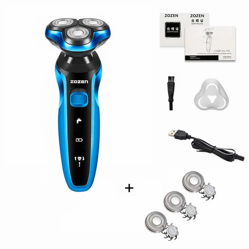 Electric Razor Electric Shaver Rechargeable Shaving Machine Cleaning Beard Razor for Men Wet and Dry Waterproof Washable ZN1159