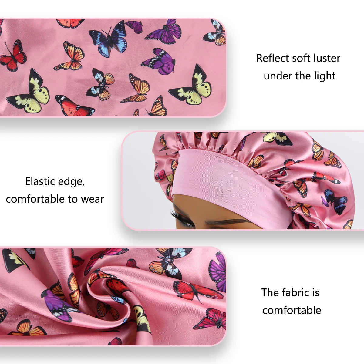 6pcs Satin Sleep Bonnet with Wide-Brimmed, Hair Protection Caps for Curly Hair, Overnight Hair Bonnet for Women