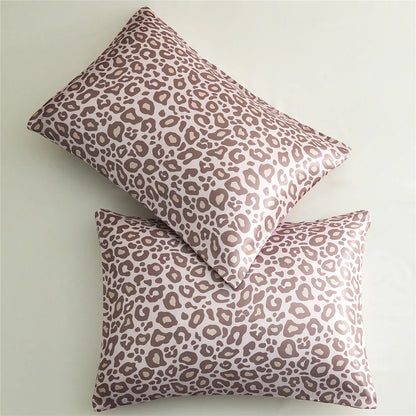 Satin Pillowcase for Hair & Skin, Grey Leopard Printed Pillow Cases Set of 2, Silk Satin Pillow Covers with Envelope Closure