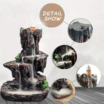 Waterfall Mountain Tower Incense Burner