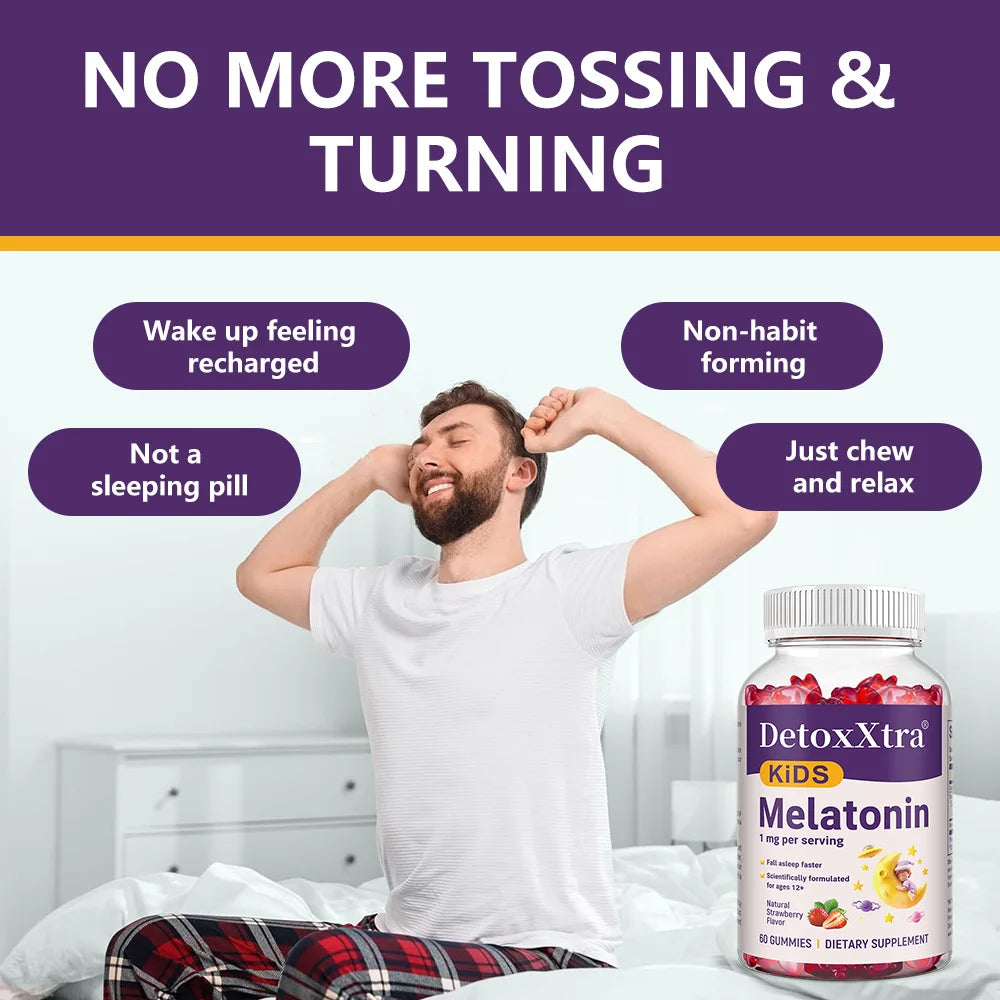 Melatonin Gummies,Natural Sleep Aid Supplement for ages 4+,Fall Asleep Faster,Scientifically formulated,Strawberry Flavor,Vegan