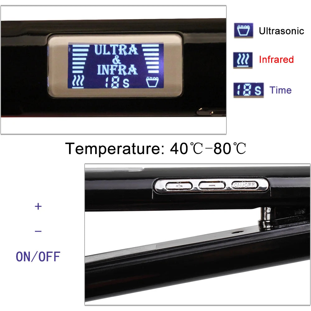 Hair Straightener Infrared and Ultrasonic Profession Cold Hair Care Iron Treatment for Frizzy Dry Recovers Damage Flat Irons