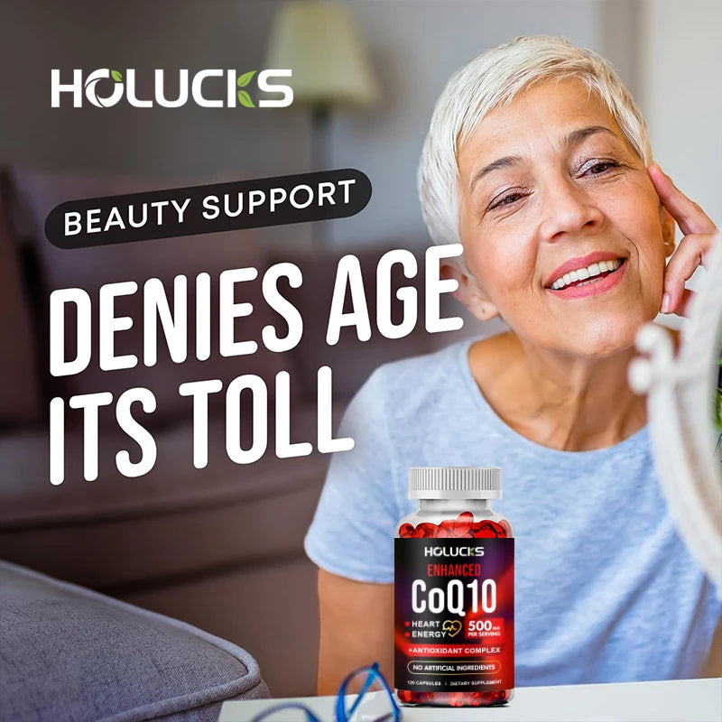 CoQ10 Supplement, for Cardiovascular & Heart Health, Anti-Aging, Energy Boost, Promote Vitality, Super Absorption, Non-GMO