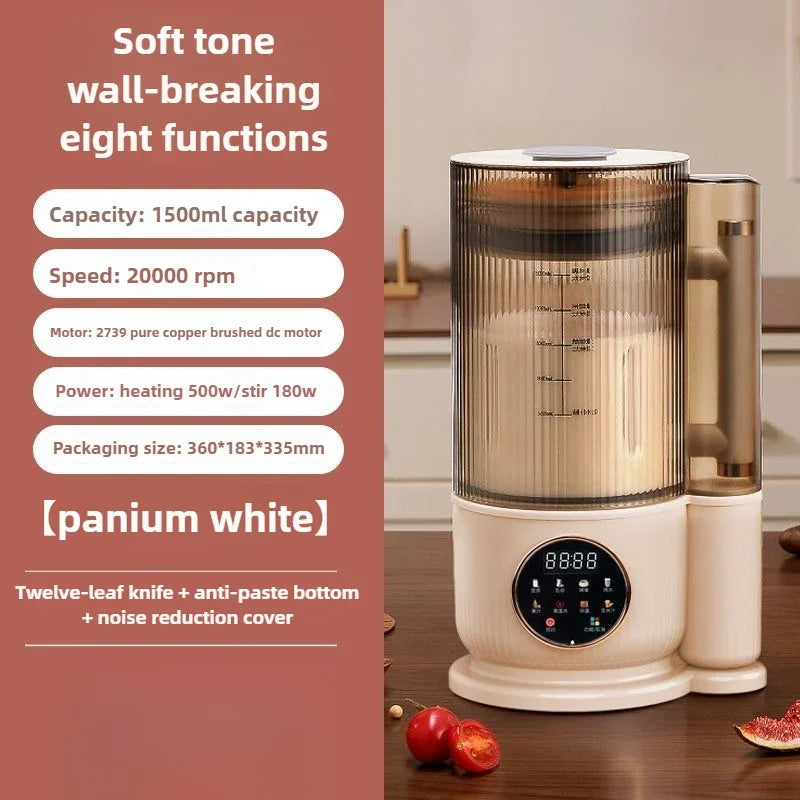 1500ML Electric Soy Milk Machine Wall Breaking  Automatic Intelligent Food Blender Fruit Juicer Blender Rice Paste Maker