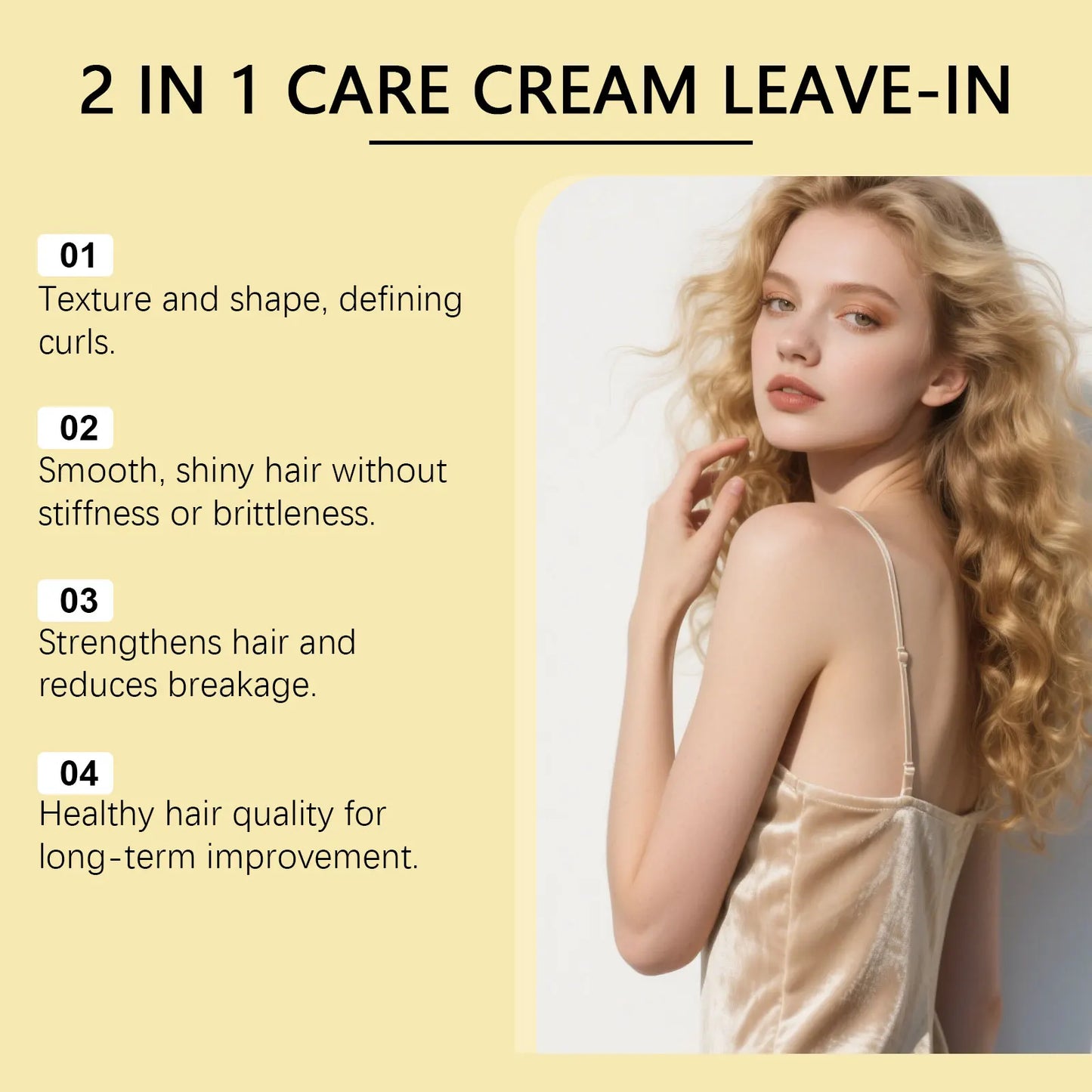 Leave-In Conditioner Cream with Plant Keratin & Argan Oil - Repairing & Frizz Control for Dry Damaged Curly Hair Shine Enhancer